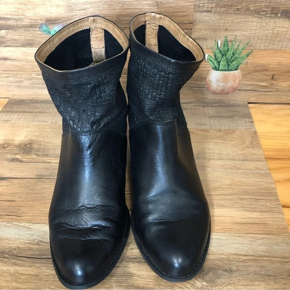 Corso Como black leather ankle boots woven - Picture 2 of 8